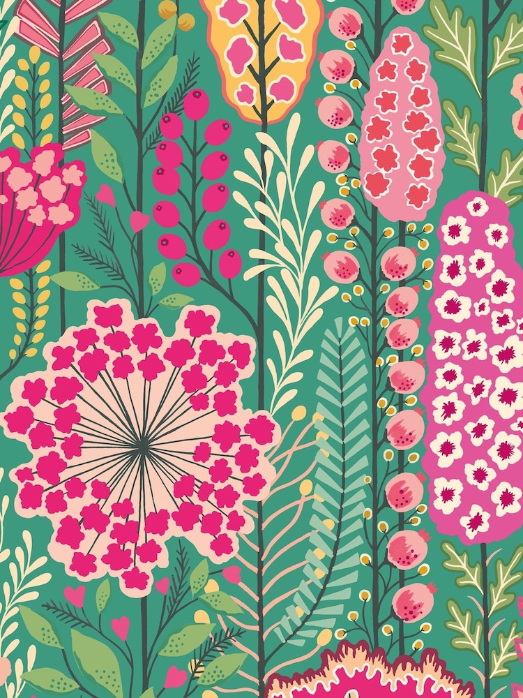 Ohpopsi Emerald  Rose Seedheads Apricot Mix A4 Wallpaper Sample - Image 1 of 1