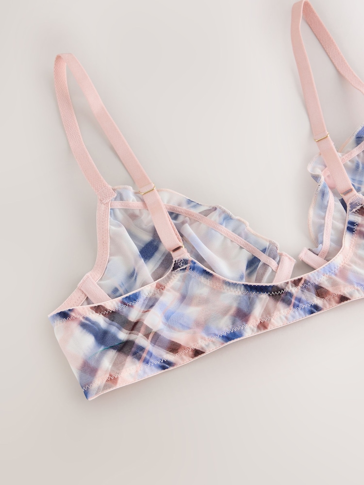 Check Print Non Padded Plunge Mesh Bra - Image 7 of 7 Check Print Non Padded Plunge Mesh Bra - Image 7 of 7