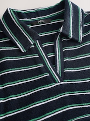 Navy Stripe Towelling Polo Mini Dress - Image 3 of 4