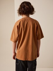 Rust Brown Washed Chest Embroidery T-Shirt (3-16yrs) - Image 3 of 8