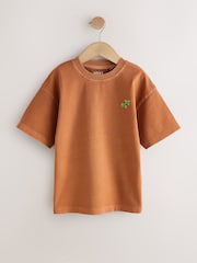 Rust Brown Washed Chest Embroidery T-Shirt (3-16yrs) - Image 5 of 8