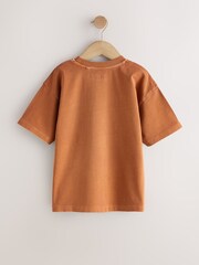 Rust Brown Washed Chest Embroidery T-Shirt (3-16yrs) - Image 6 of 8