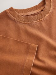 Rust Brown Washed Chest Embroidery T-Shirt (3-16yrs) - Image 7 of 8