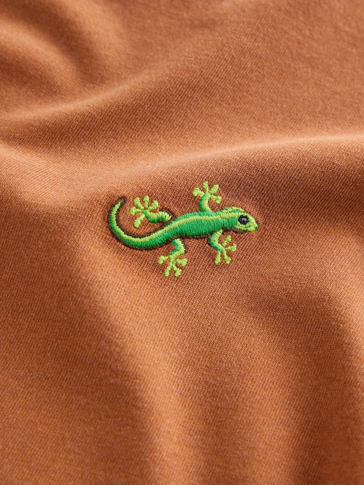 Rust Brown Washed Chest Embroidery T-Shirt (3-16yrs) - Image 8 of 8