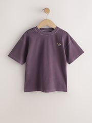 Berry Purple Washed Chest Embroidery T-Shirt (3-16yrs) - Image 4 of 7