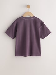 Berry Purple Washed Chest Embroidery T-Shirt (3-16yrs) - Image 5 of 7