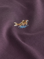 Berry Purple Washed Chest Embroidery T-Shirt (3-16yrs) - Image 7 of 7