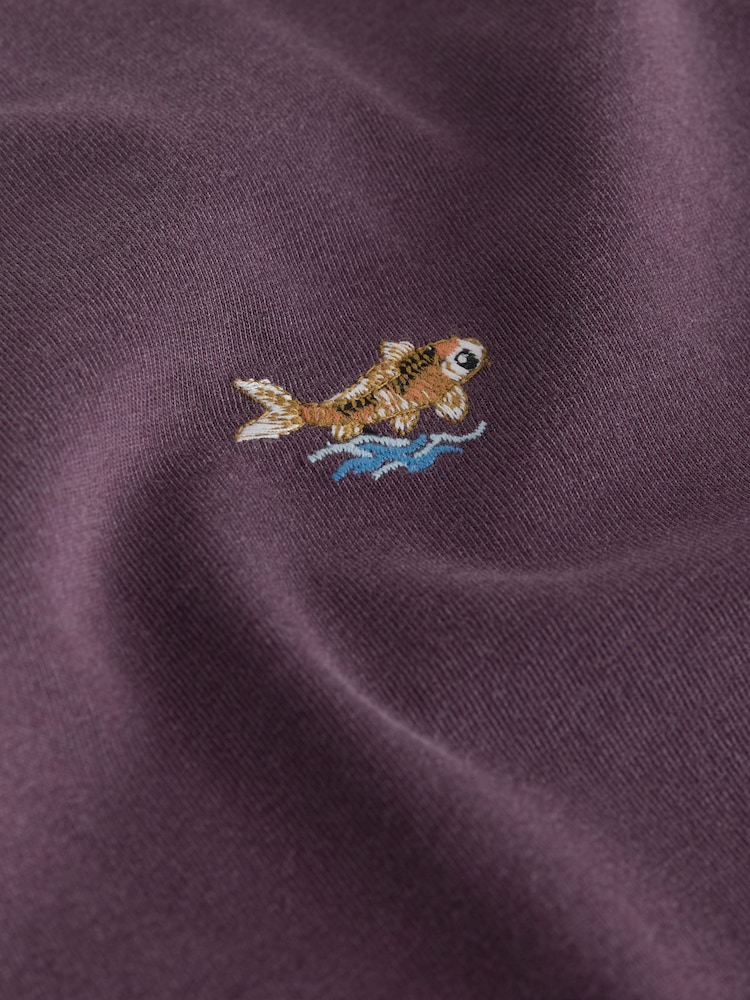 Berry Purple Washed Chest Embroidery T-Shirt (3-16yrs) - Image 7 of 7