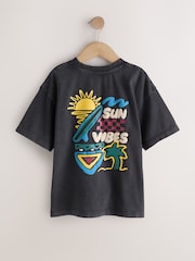 Charcoal Grey Back Print Short Sleeve Graphic T-Shirt (3-16yrs) - Image 6 of 9
