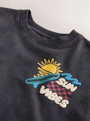 Charcoal Grey Back Print Short Sleeve Graphic T-Shirt (3-16yrs) - Image 8 of 9