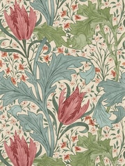 Morris & Co Plum Bayleaf Lent Lily Unfinished Works Wallpaper A4 Sample - Image 1 of 1