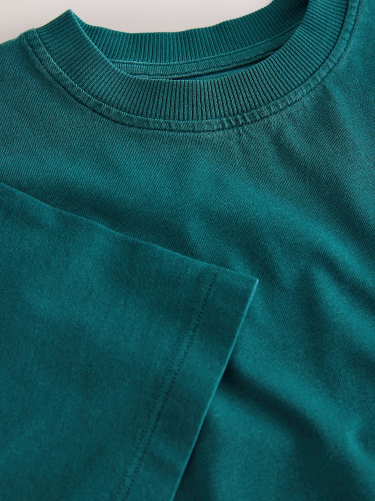 Green Washed Chest Embroidery T-Shirt (3-16yrs) - Image 4 of 4