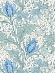 Morris & Co Cornflower Blue Lent Lily Unfinished Works Wallpaper A4 Sample - Image 1 of 1