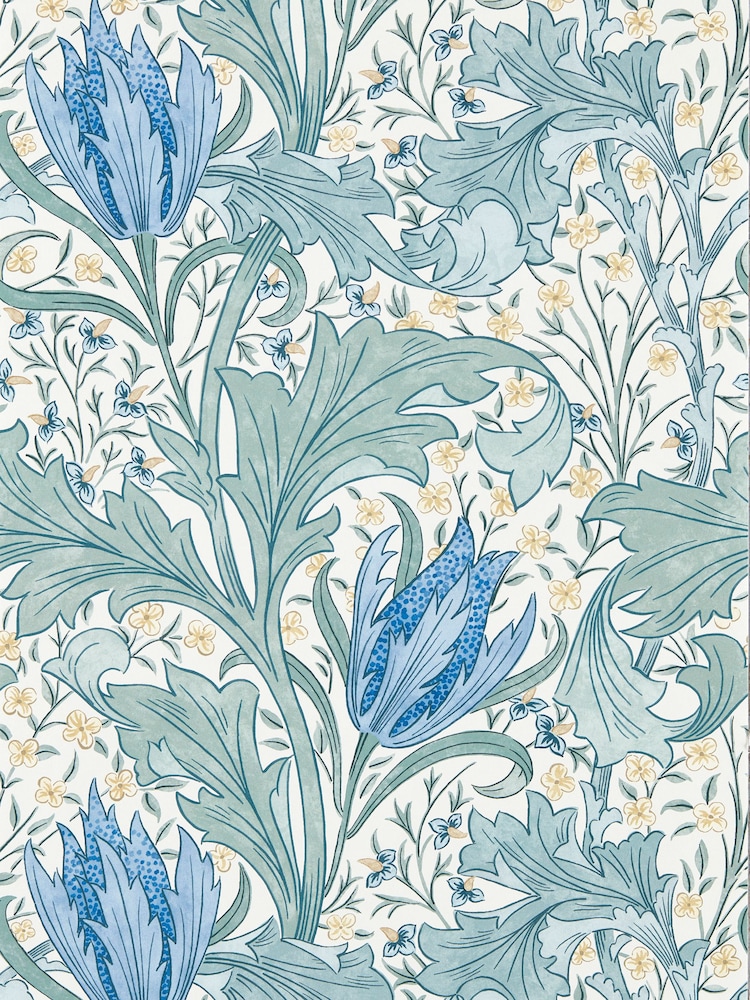 Morris & Co Cornflower Blue Lent Lily Unfinished Works Wallpaper A4 Sample - Image 1 of 1