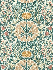 Morris & Co Madder Teal Daisy & Oak Unfinished Works A4 Wallpaper Sample - Image 1 of 1