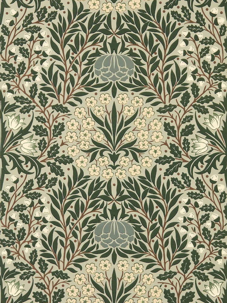 Morris & Co Sage Forest Daisy & Oak Unfinished Works A4 Wallpaper Sample - Image 1 of 1 Morris & Co Sage Forest Daisy & Oak Unfinished Works A4 Wallpaper Sample - Image 1 of 1