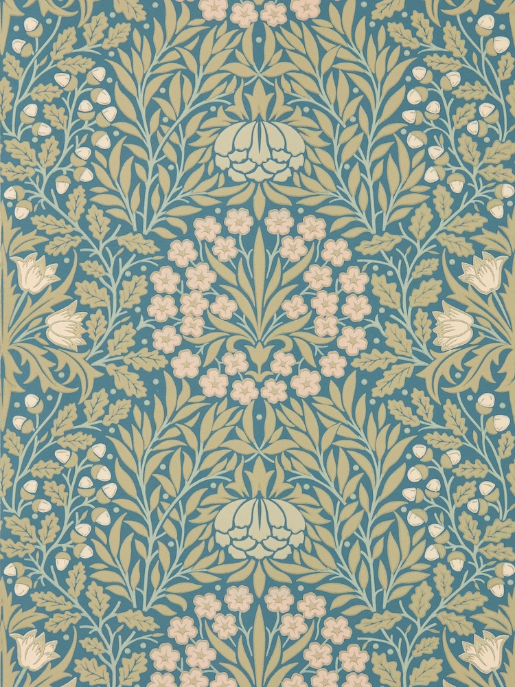 Morris & Co Powder BlueBlush Daisy & Oak Unfinished Works A4 Wallpaper Sample - Image 1 of 1