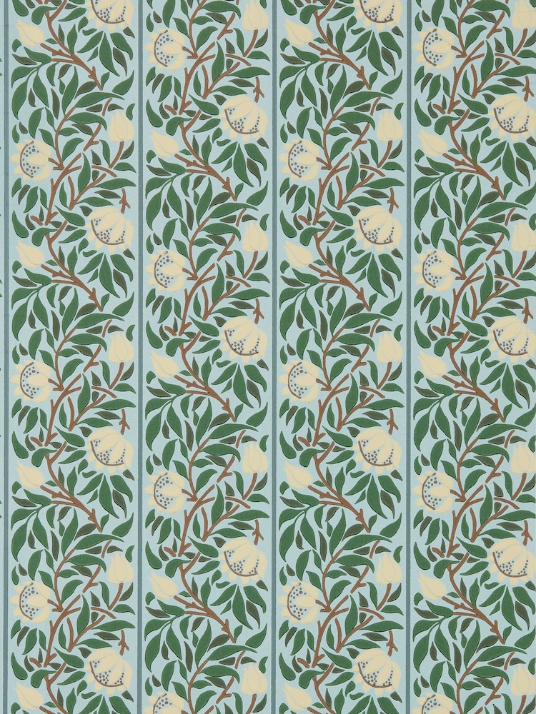 Morris & Co Soft BlueNettle Peony Trellis Unfinished Works A4 Wallpaper Sample - Image 1 of 1