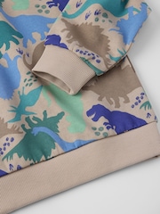 Polarn O. Pyret Natural Dinosaur Print Jumper - Image 2 of 3
