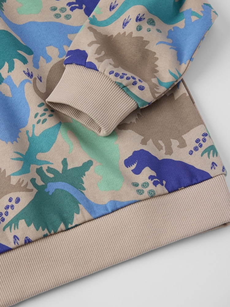 Polarn O. Pyret Natural Dinosaur Print Jumper - Image 2 of 3