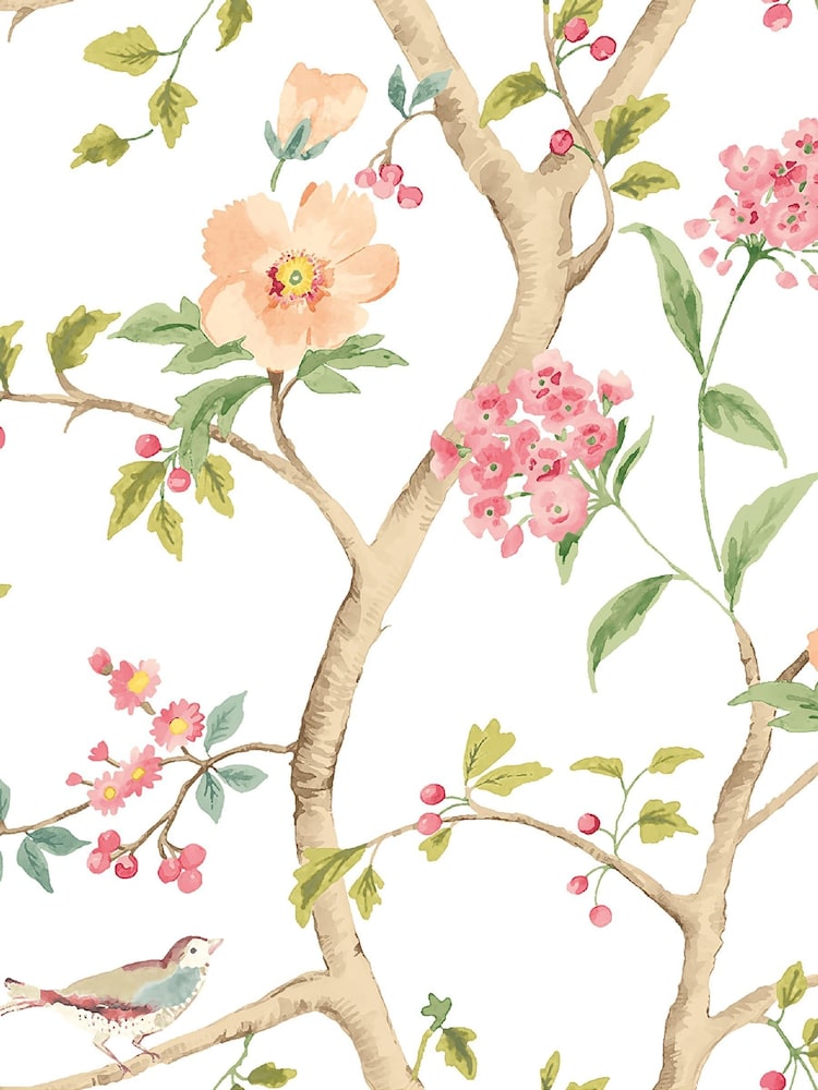 Hoopla Walls Coral Mix Bird Song Coral Mix A4 Wallpaper Sample - Image 1 of 1