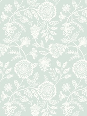 Hoopla Walls Soft Petrol Evelyn Trail Bone A4 Wallpaper Sample - Image 1 of 1