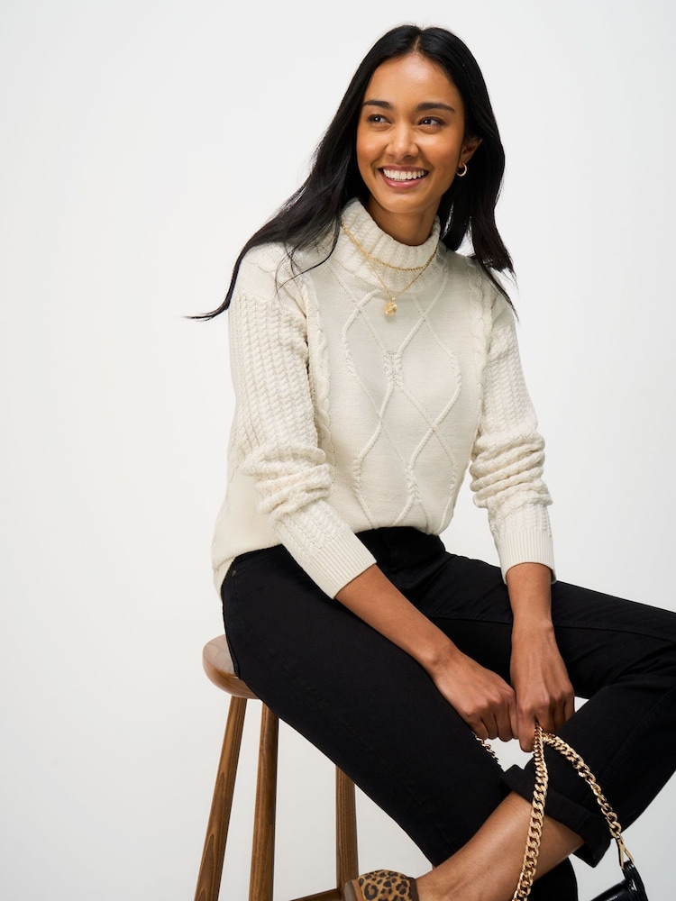 Crew Clothing Company Cotton Roll Neck Cable Knit Jumper - Slika 1 od 5