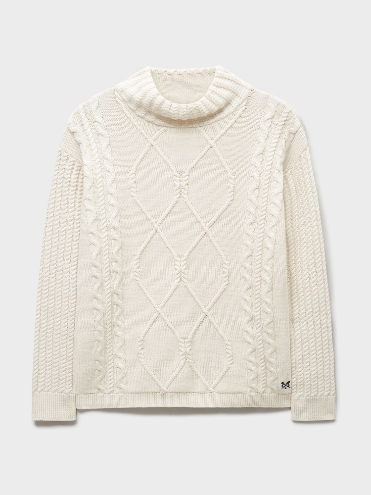 Crew Clothing Company Cotton Roll Neck Cable Knit Jumper - Slika 5 od 5