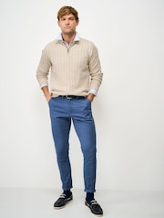 Crew Clothing Company Natural Oarsman Cable Knit Half Zip Jumper - Image 3 of 5