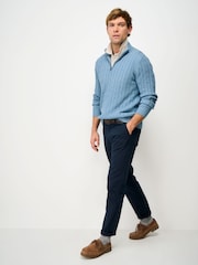 Crew Clothing Company Blue Oarsman Cable Knit Half Zip Jumper - Image 3 of 5