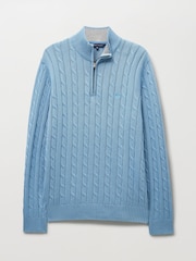 Crew Clothing Company Blue Oarsman Cable Knit Half Zip Jumper - Image 5 of 5