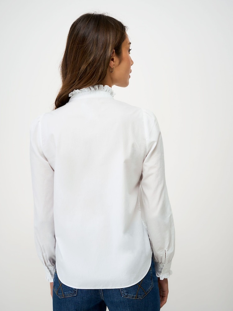 Crew Clothing Company White Emila Cotton Frill Blouse - Image 2 of 5