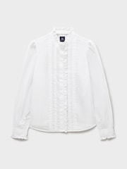 Crew Clothing Company White Emila Cotton Frill Blouse - Image 5 of 5