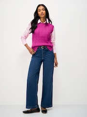 Crew Clothing Company Pink Merino Blend Harmony Cable Knit Vest - Image 3 of 5