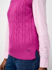 Crew Clothing Company Pink Merino Blend Harmony Cable Knit Vest - Image 4 of 5