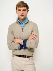 Crew Clothing Company Natural Cotton Half Zip Jumper - Image 1 of 5