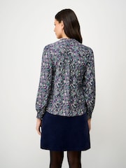 Crew Clothing Company Blue Celeste Frill Neck Blouse - Image 2 of 5