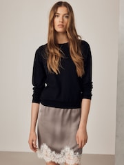 Black Cotton Rich Soft Touch Long Sleeve Crew Neck Jumper - Image 3 of 8
