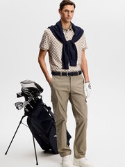 J.Lindeberg Brown Tour Tech Print Polo Shirt - Image 3 of 5
