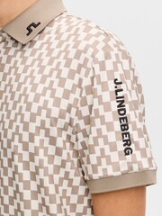 J.Lindeberg Brown Tour Tech Print Polo Shirt - Image 4 of 5