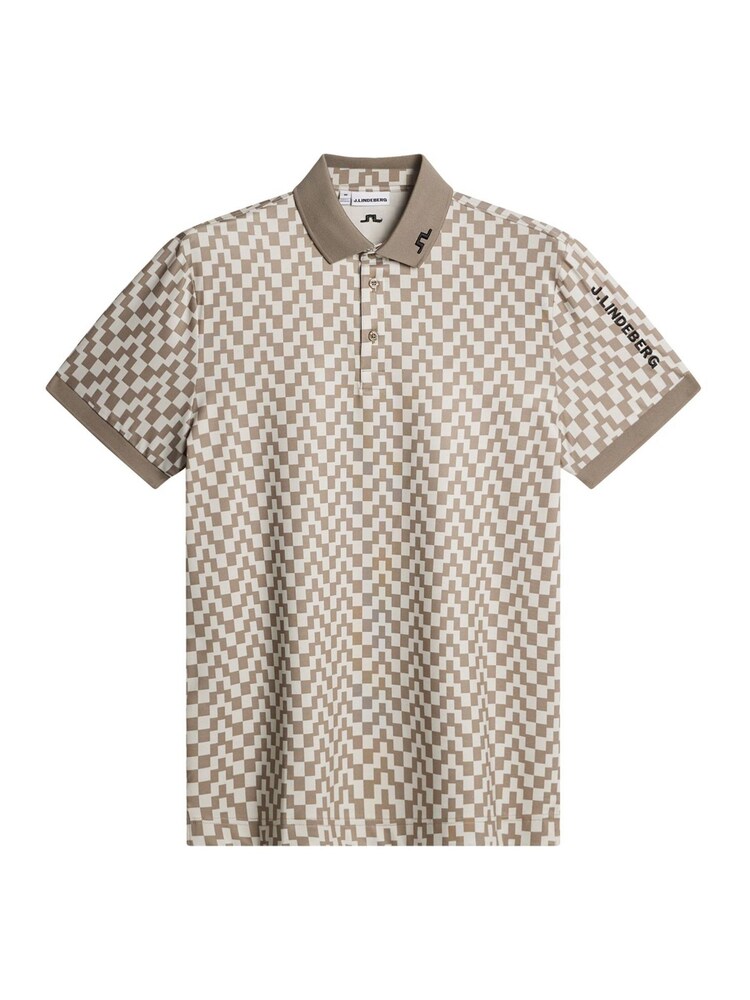 J.Lindeberg Brown Tour Tech Print Polo Shirt - Image 5 of 5