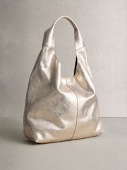 Metallic Leather Slouchy Shoulder Bag - Image 1 of 5