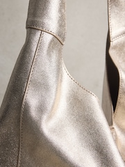 Metallic Leather Slouchy Shoulder Bag - Image 3 of 5