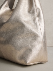 Metallic Leather Slouchy Shoulder Bag - Image 4 of 5