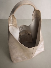 Metallic Leather Slouchy Shoulder Bag - Image 5 of 5