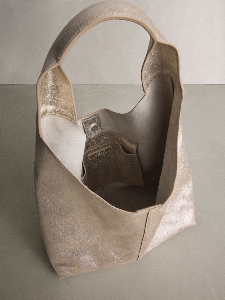 Metallic Leather Slouchy Shoulder Bag - Image 5 of 5 Metallic Leather Slouchy Shoulder Bag - Image 5 of 5