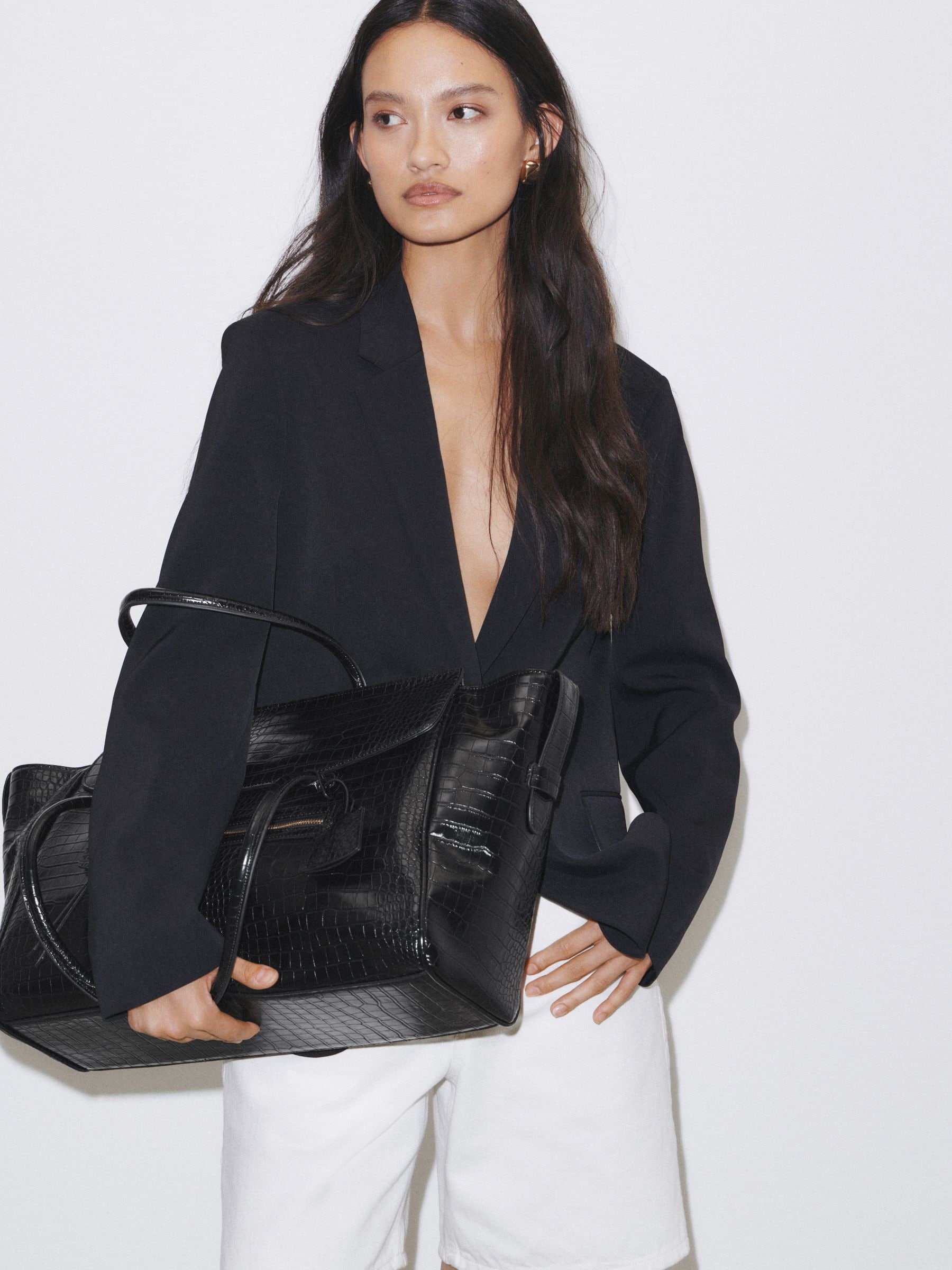 Buy Black Large Winged Tote Bag from Next USA