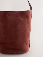 Rust Brown Slouchy Leather Bucket Shoulder Bag - Image 7 of 9
