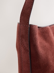 Rust Brown Slouchy Leather Bucket Shoulder Bag - Image 9 of 9