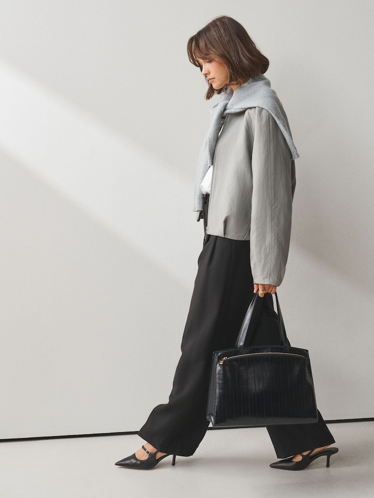 Black Structured Tote Bag - Image 2 of 4